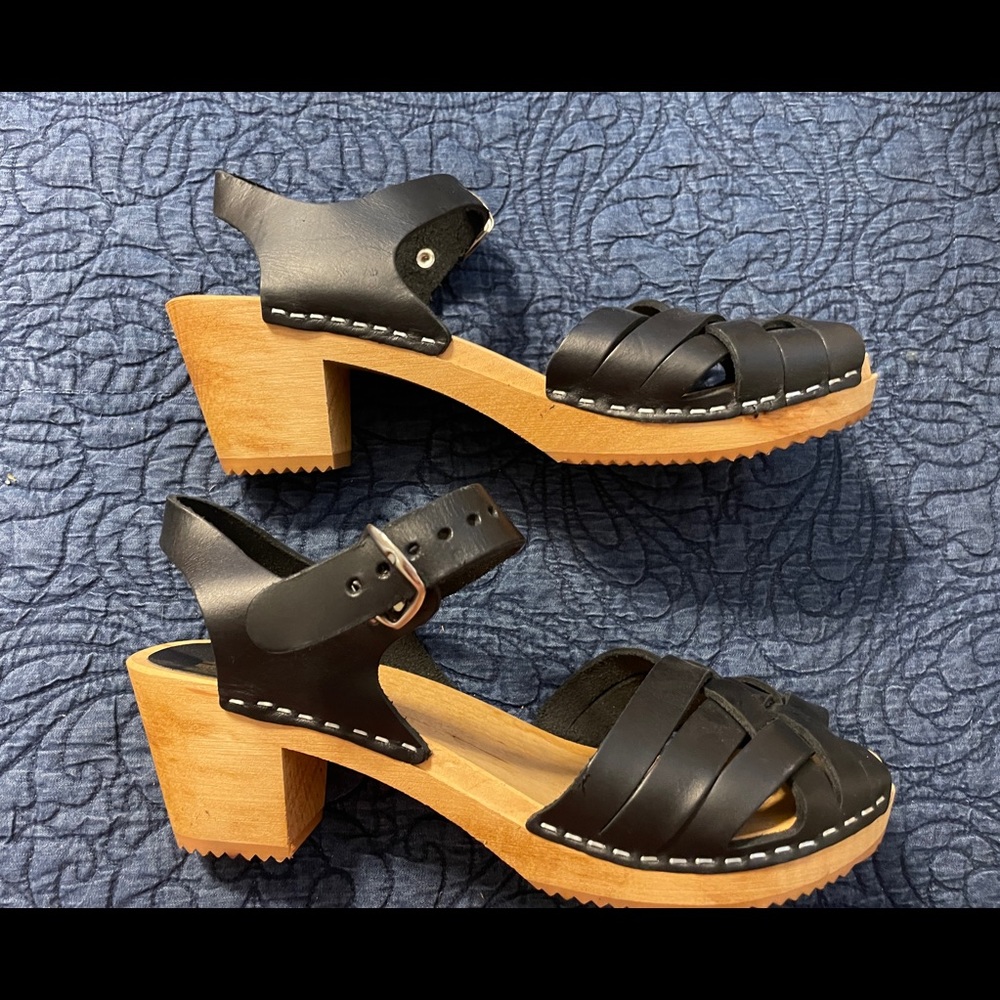 MIA Leather Clog Sandals, Black, 40